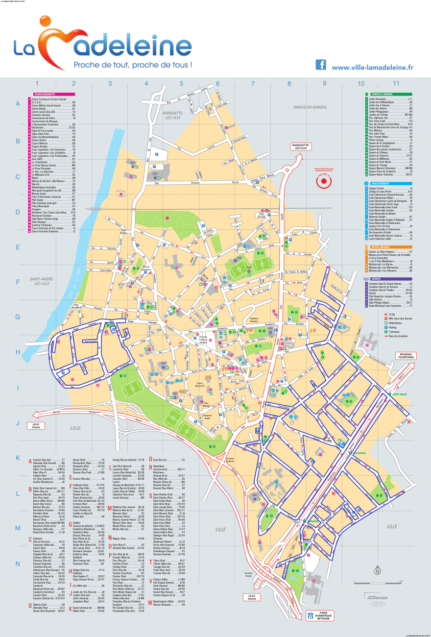 Plan des zones bleues de la Ville de La Madeleine